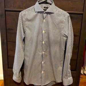 Pronto Uomo long sleeve blue-checkered dress shirt